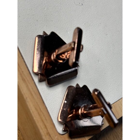 Vintage Copper & Black Geometric Cufflinks - Picture 5 of 10
